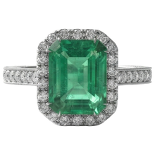 Green Emerald And Natural Earth Mined Diamond Wedding Ring White Gold Jewellery 21.50 Ct
