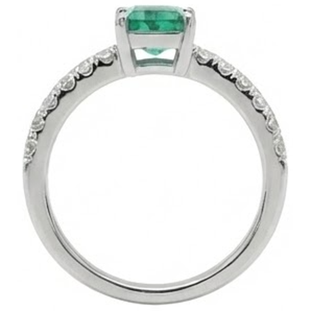 Green Emerald And Natural Earth Mined Diamonds 2.80 Carats Engagement Ring White Gold 14K