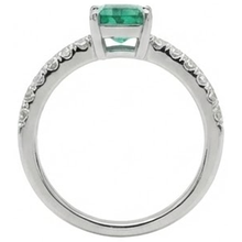 Green Emerald And Natural Earth Mined Diamonds 2.80 Carats Engagement Ring White Gold 14K
