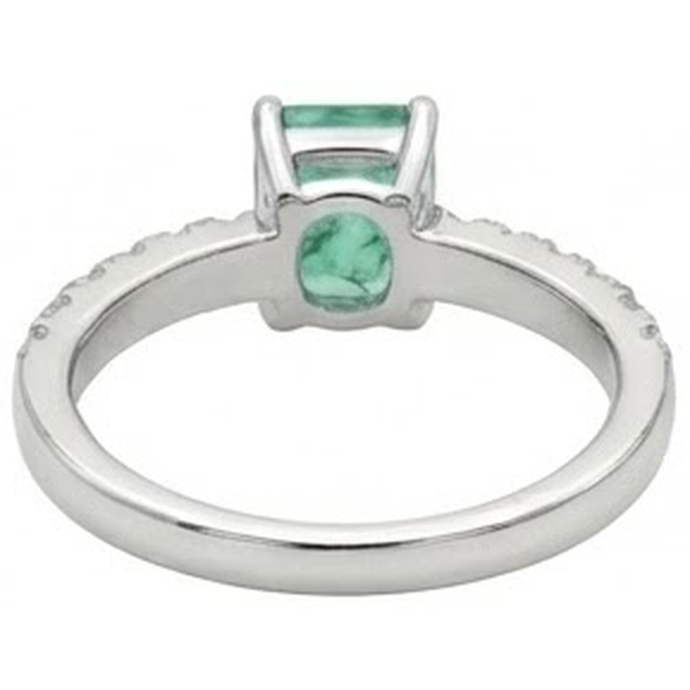Green Emerald And Natural Earth Mined Diamonds 2.80 Carats Engagement Ring White Gold 14K
