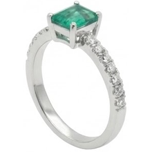 Green Emerald And Natural Earth Mined Diamonds 2.80 Carats Engagement Ring White Gold 14K