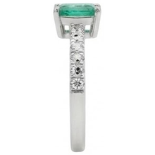 Green Emerald And Natural Earth Mined Diamonds 2.80 Carats Engagement Ring White Gold 14K