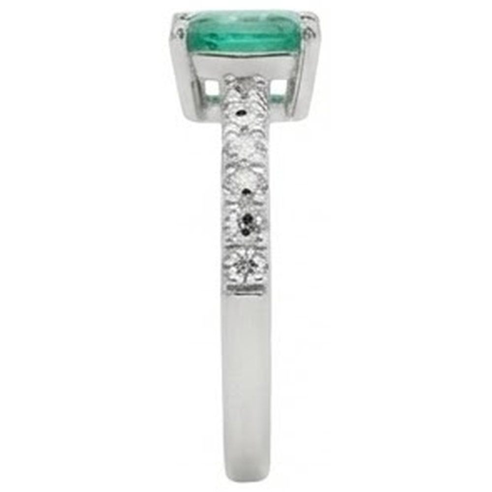 Green Emerald And Natural Earth Mined Diamonds 2.80 Carats Engagement Ring White Gold 14K