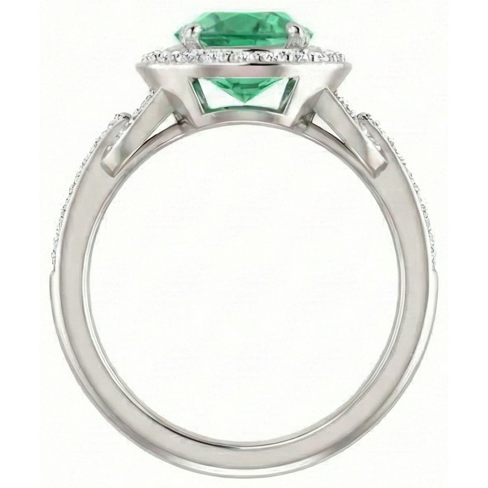 Green Emerald And Natural Earth Mined DIAMOND ( NOT LAB GROWN )s 4.85 Carats Engagement Ring White Gold 14K