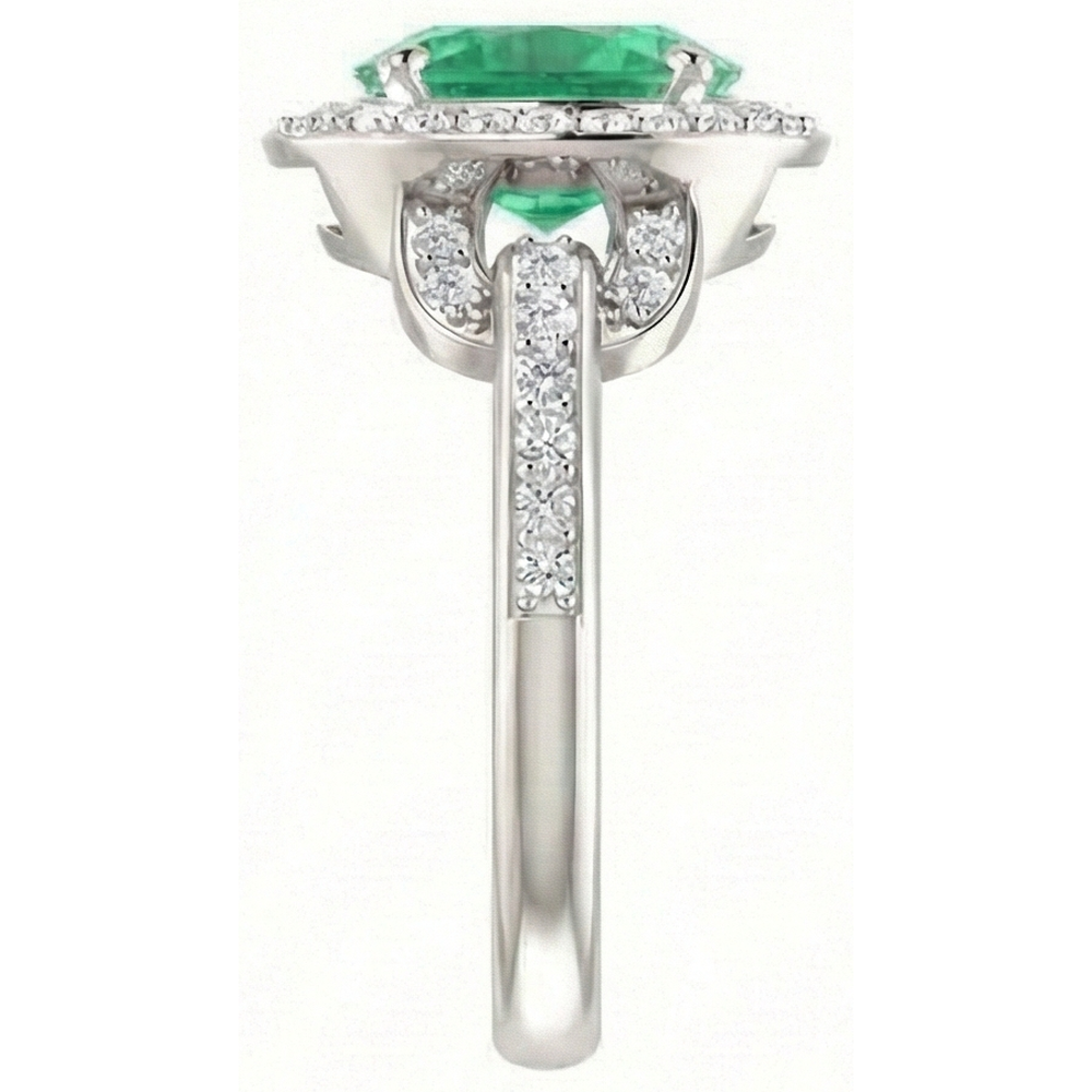 Green Emerald And Natural Earth Mined DIAMOND ( NOT LAB GROWN )s 4.85 Carats Engagement Ring White Gold 14K