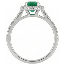 natural round emerald 5.25ct ring with diamond accents