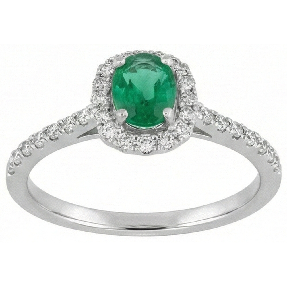 natural round emerald 5.25ct ring top view
