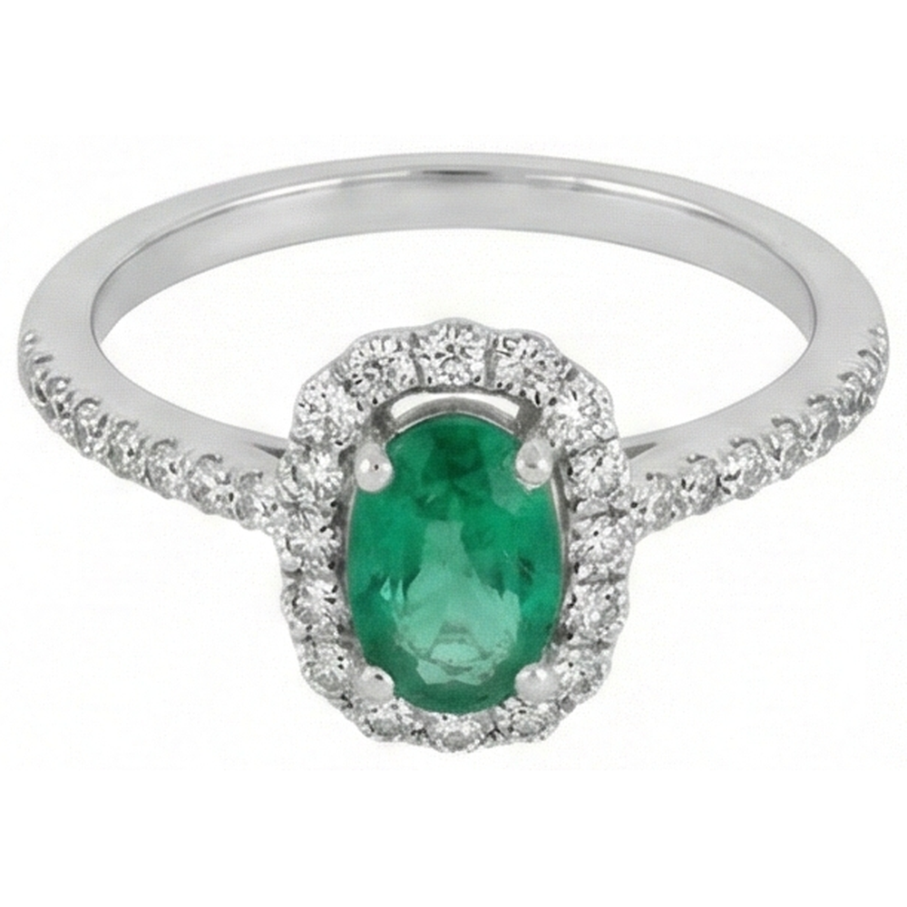 natural round emerald 5.25ct ring profile view