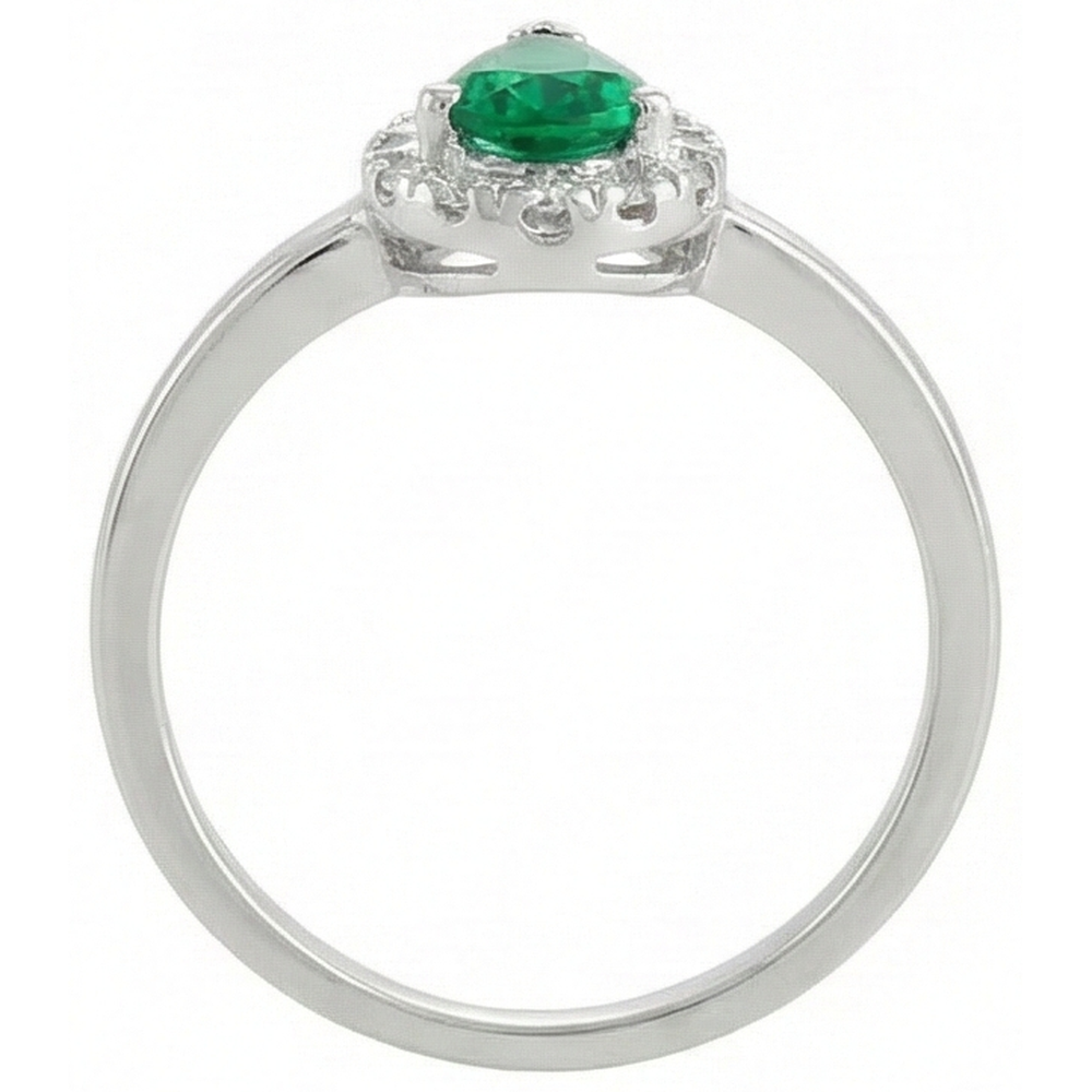 Green Emerald And Natural Earth Mined Diamonds 5 Ct Anniversary Ring 14K White Gold New