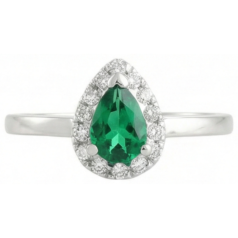 Green Emerald And Natural Earth Mined Diamonds 5 Ct Anniversary Ring 14K White Gold New