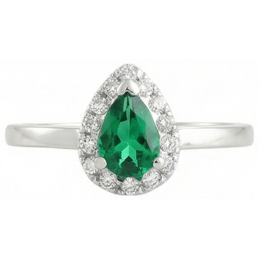 Green Emerald And Natural Earth Mined Diamonds 5 Ct Anniversary Ring 14K White Gold New