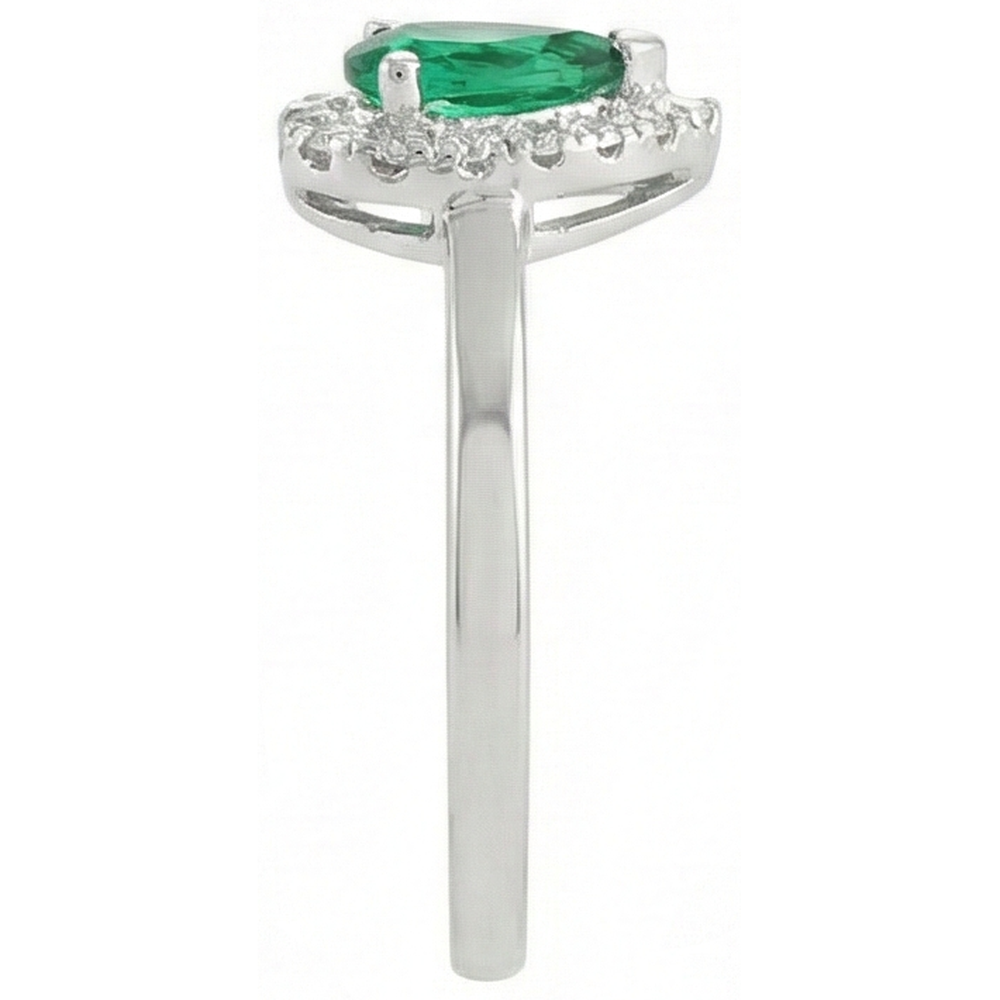 Green Emerald And Natural Earth Mined Diamonds 5 Ct Anniversary Ring 14K White Gold New