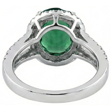 Green Emerald And Natural Earth Mined Diamonds Cocktail Ring