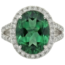 Green Emerald And Natural Earth Mined Diamonds Cocktail Ring