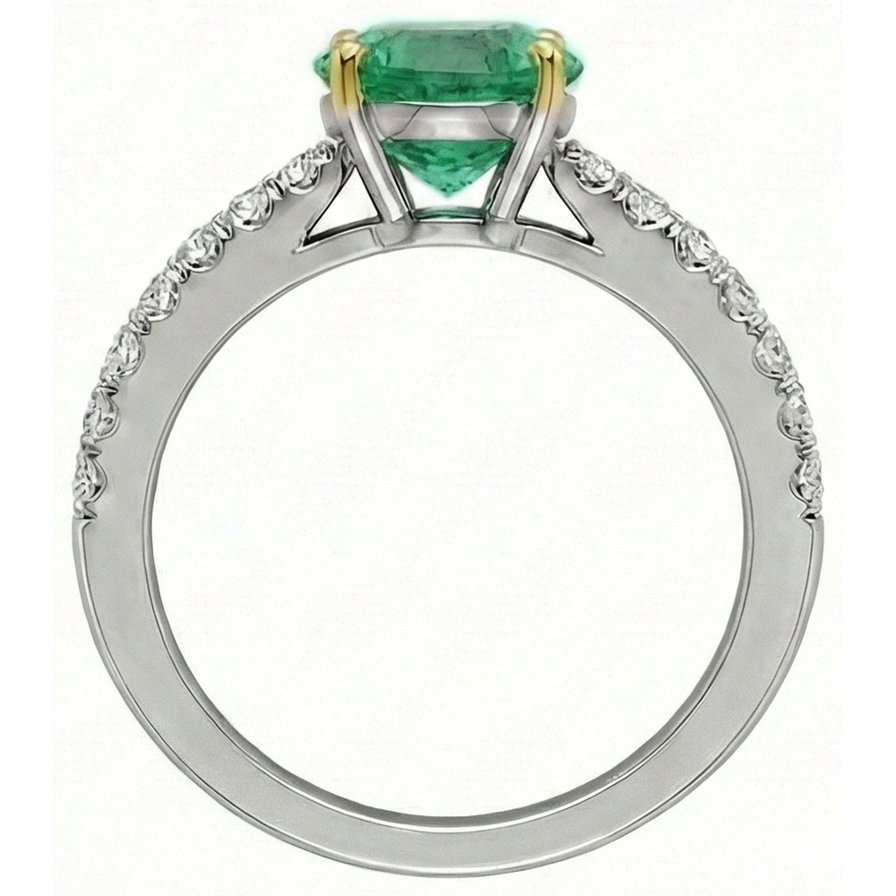 Earth-Mined Colombian Emerald Colored Stone Ring – top view