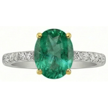 Colombian Emerald Colored Stone Ring 2-ct 14K Two Tone Gold – side view