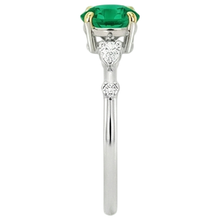 Precious Stone Ring Two-Tone 14K Gold with Fine Emerald – profile view