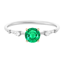 Precious Stone Ring Two-Tone 14K Gold with Fine Emerald – main view