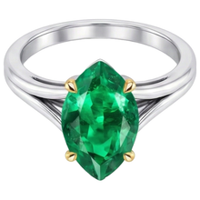 Colombian Emerald Gemstone Ring 3-ct Two-Tone 14K Gold – front view