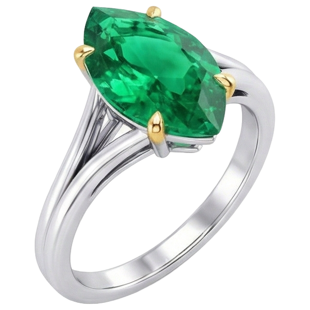 Custom Colombian Emerald Gemstone Ring 3 ct – side view