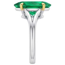 Real Colombian Emerald Gemstone Ring 3 ct Two-Tone 14K Gold – profile view