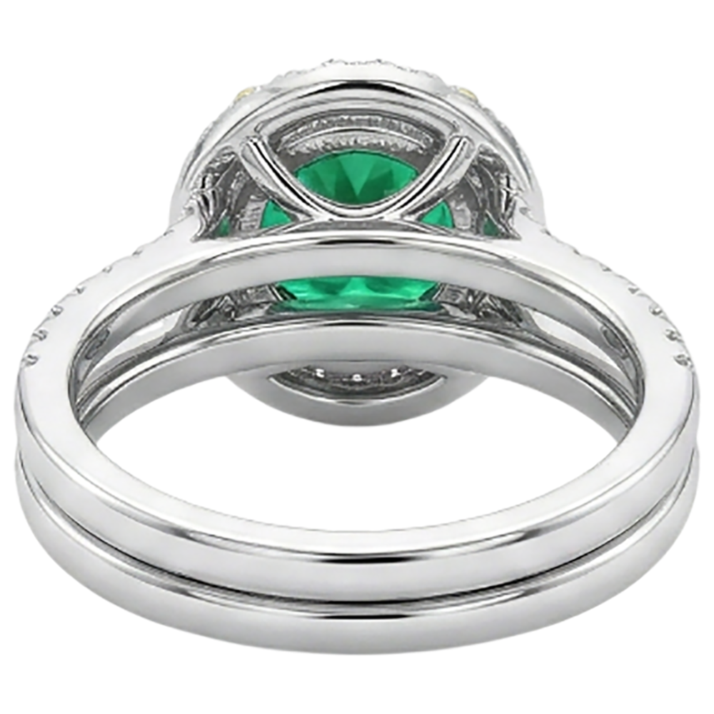 Colombian Emerald Gemstone Ring 2.50-ct Two-Tone 14K Gold – back view