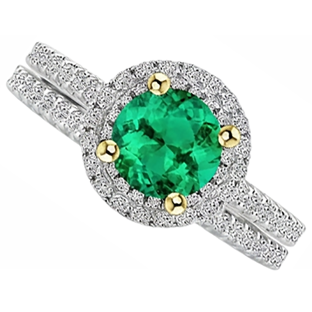 Authentic Colombian Emerald Gemstone Ring 2.50 ct Two-Tone 14K Gold – side view