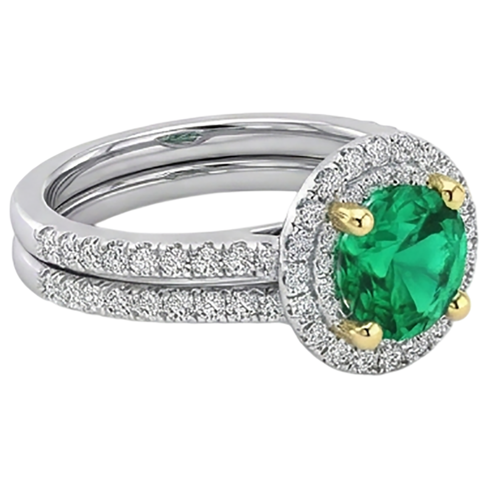 Colombian Emerald Gemstone Ring 2.50-ct Two-Tone 14K Gold – profile view