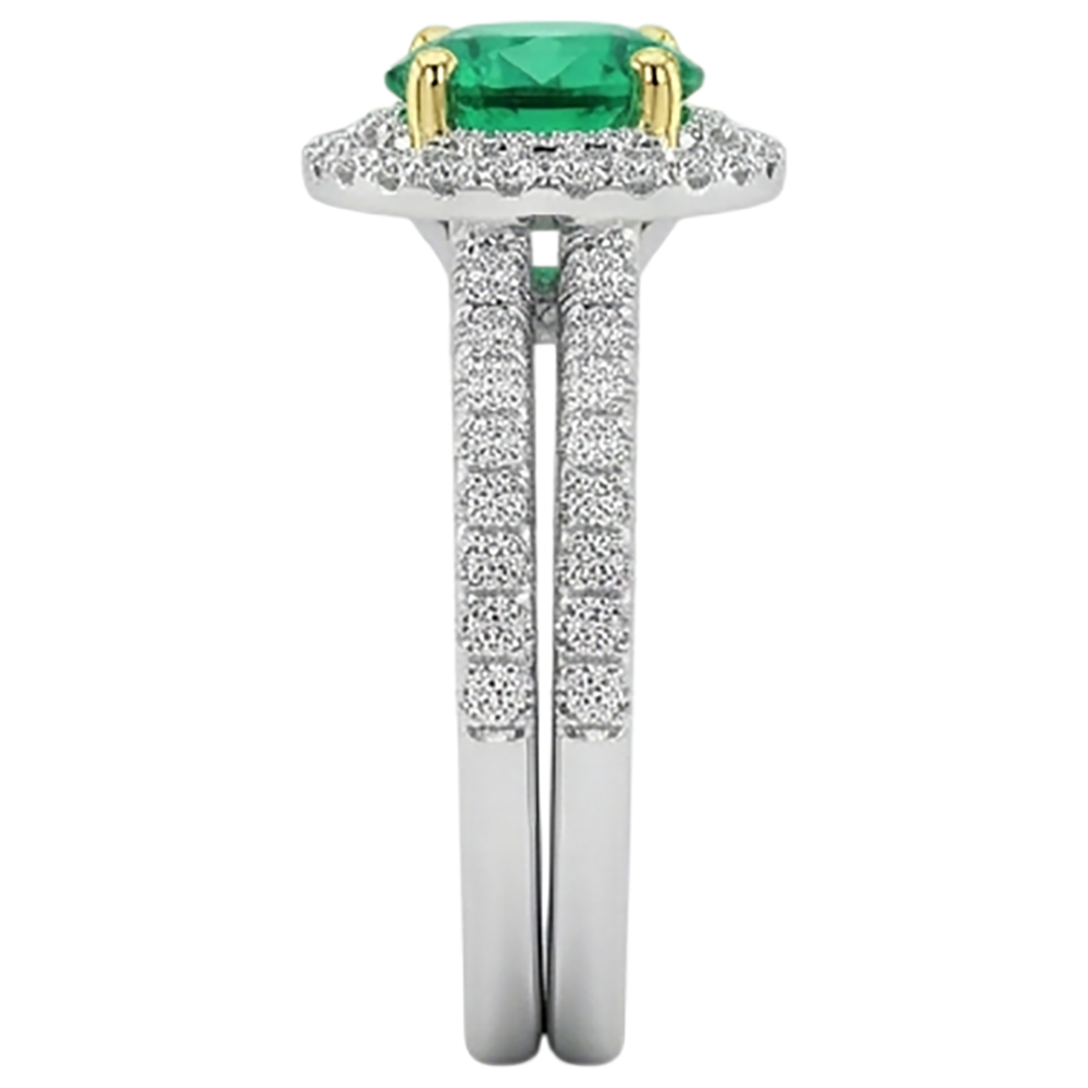Authentic Colombian Emerald Gemstone Ring 2.50 ct Two-Tone 14K Gold – top view