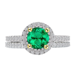 Two-Tone 14K Gold GIA-Certified Colombian Emerald Gemstone Ring