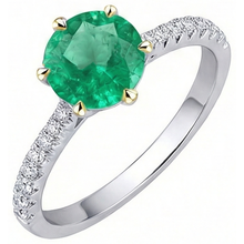 Natural Emerald Colored Stone Ring 3 ct Two-Tone 14K Gold – side view