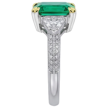 Precious Stone Ring 14 Karat Two Tone Gold with Fine Emerald – angle view