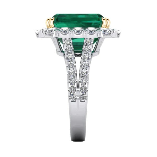 Green Emerald Diamond Ring