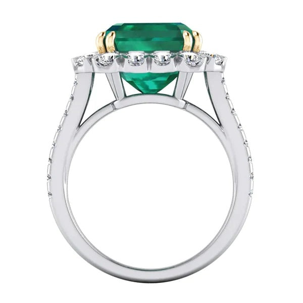 Green Emerald Diamond Ring