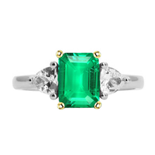 Emerald Cut Colombian Emerald ring in Two-Tone 14K Gold – main view
