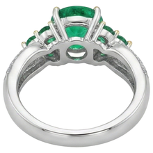 Colored Stone Ring 14 Karat Two Tone Gold with Colombian Emerald – back view
