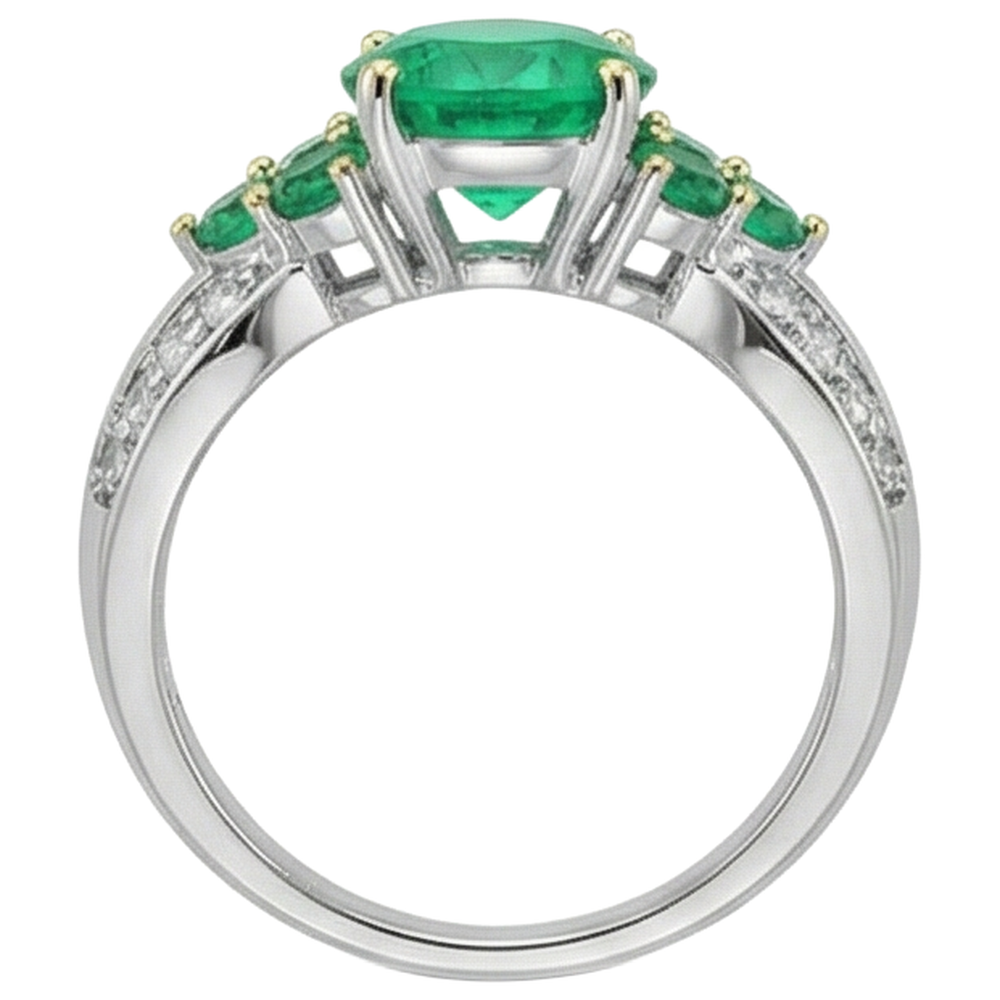 Luxury Colombian Emerald Colored Stone Ring 2 ct – top view