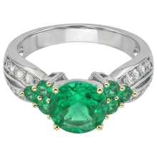 Colombian Emerald Colored Stone Ring 2-ct 14 Karat Two Tone Gold – angle view