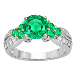 Earth-Mined GIA Certified Colombian Emerald Colored Stone Ring 2