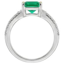 Colombian Emerald Emerald Cut Precious Stone Ring in 14 Karat Two Tone Gold – back view