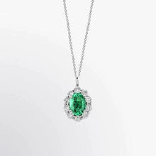 Green Emerald & Diamonds 4.25 Carats Lady Gemstone Pendant Necklace