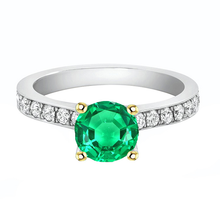 Round Brilliant Colombian Emerald ring in Two-Tone 14K Gold – main view
