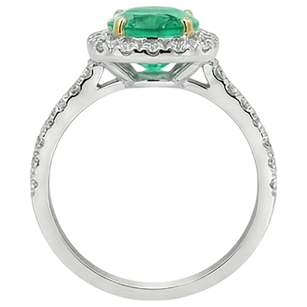 Fine Emerald Precious Stone Ring 3-ct 14K Two Tone Gold – angle view