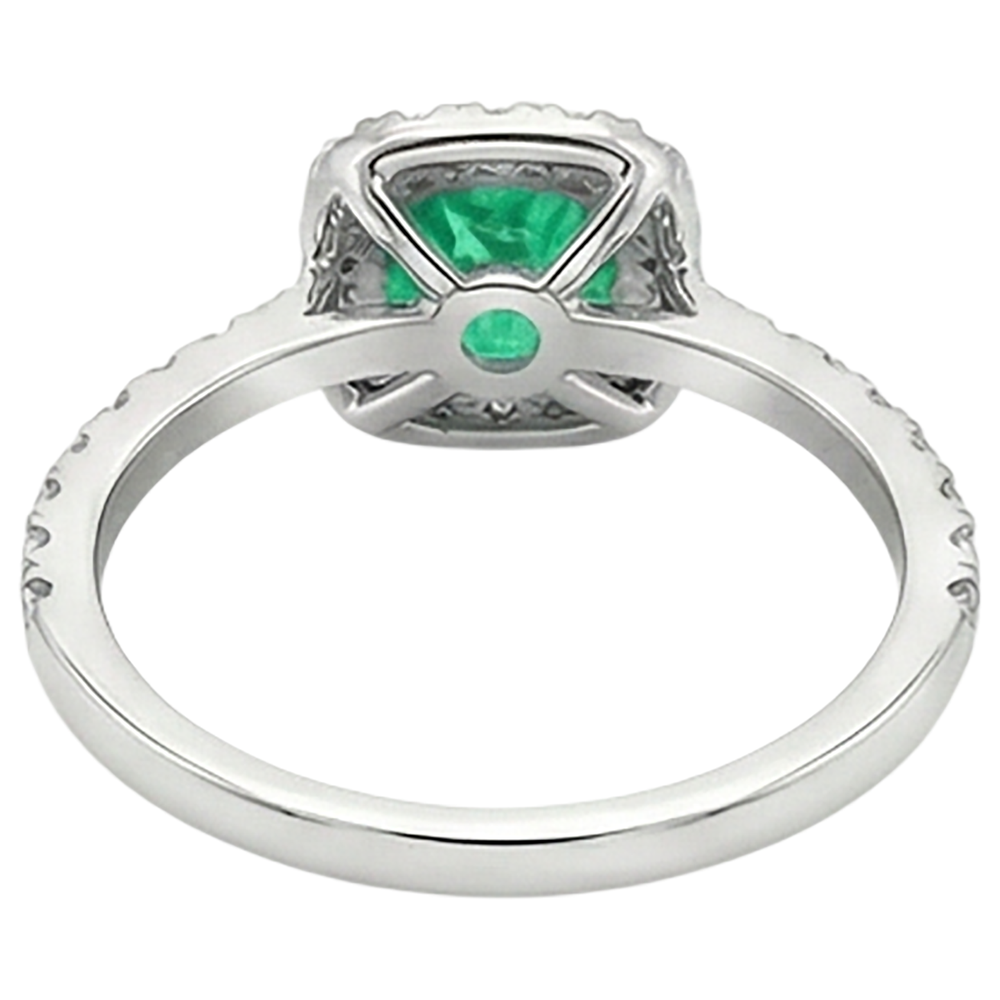 Fine Emerald Precious Stone Ring 3-ct 14K Two Tone Gold – back view