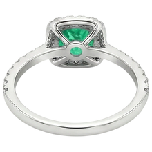 Fine Emerald Precious Stone Ring 3-ct 14K Two Tone Gold – back view