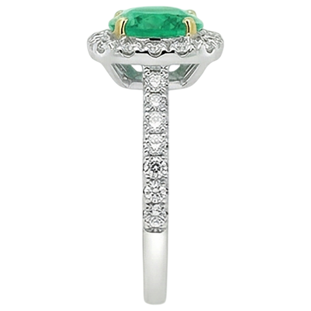 Round Brilliant Fine Emerald ring in 14K Two Tone Gold – top view