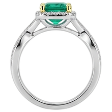 Natural Fine Emerald Gemstone Ring 2.50 ct 14 Karat Two Tone Gold – back view