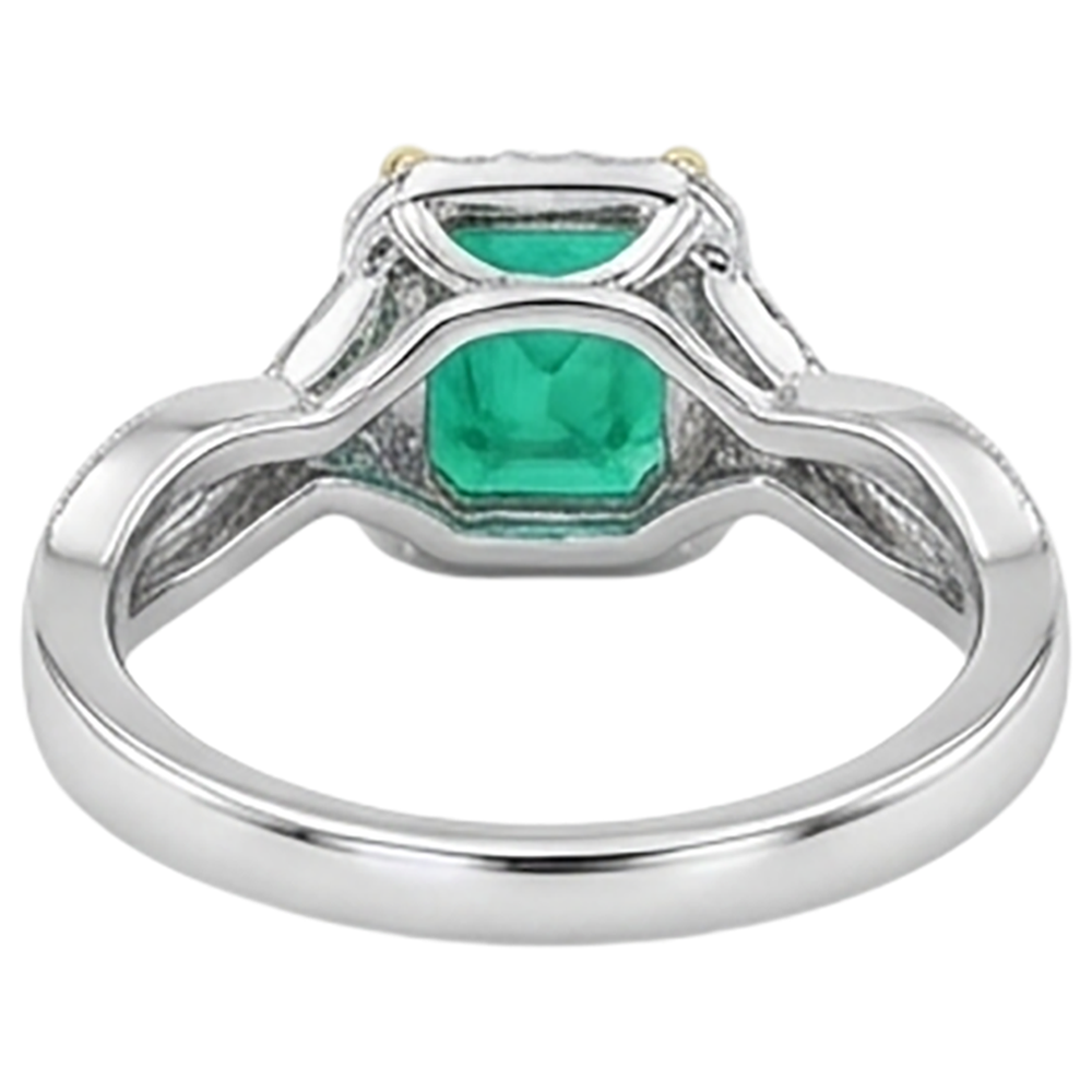 Gemstone Ring 14 Karat Two Tone Gold with Fine Emerald – detail view