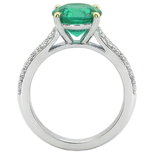 Colombian Emerald Precious Stone Ring 2.50-ct Two-Tone 14K Gold – profile view