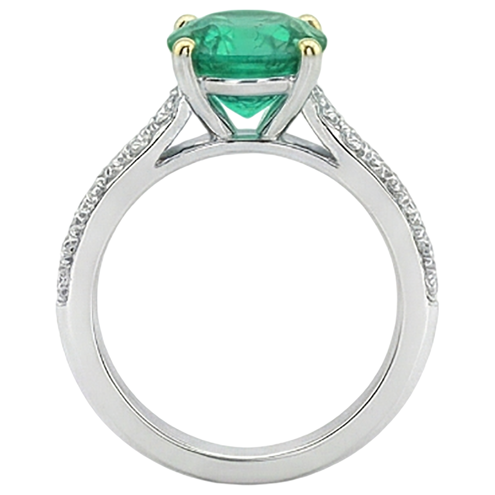 Colombian Emerald Precious Stone Ring 2.50-ct Two-Tone 14K Gold – profile view